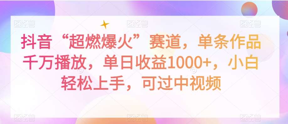 抖音“超燃爆火”赛道，单条作品千万播放，单日收益1000+，小白轻松上手，可过中视频【揭秘】-千寻创业网