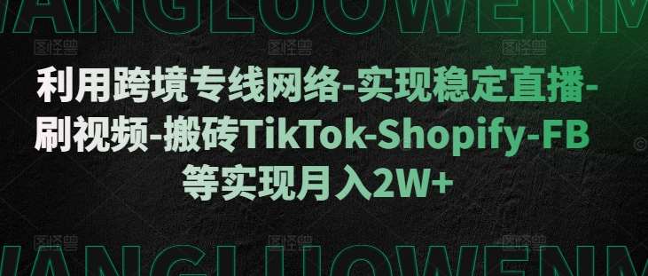 利用跨境专线网络-实现稳定直播-刷视频-搬砖TikTok-Shopify-FB等实现月入2W+【揭秘】-千寻创业网