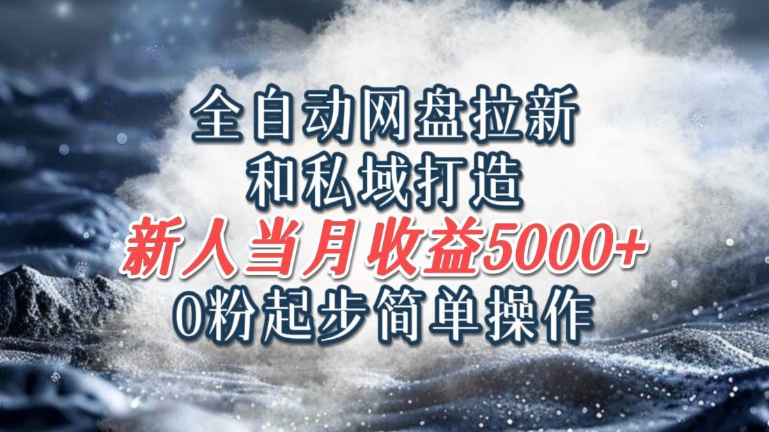 全自动网盘拉新和私域打造，0粉起步简单操作，新人入门当月收益5000以上-千寻创业网