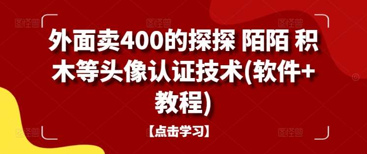 外面卖400的探探 陌陌 积木等头像认证技术(软件+教程)-千寻创业网