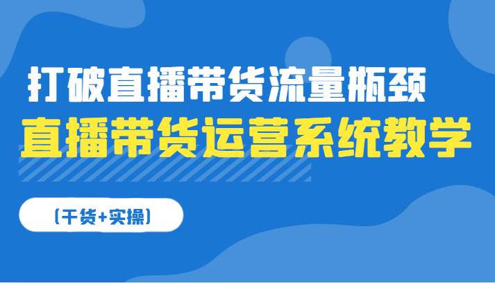 直播带货运营系统教学，打破直播带货流量瓶颈（干货+实操）-千寻创业网