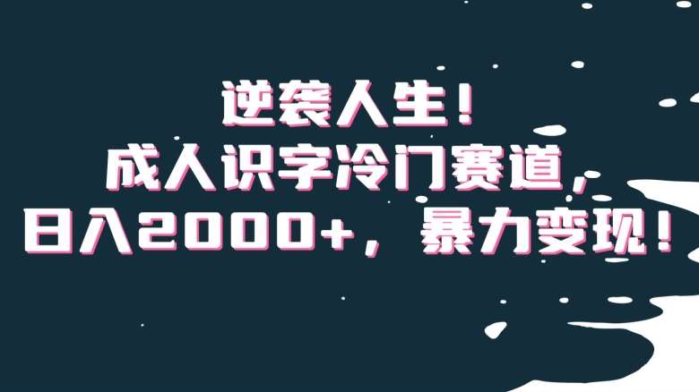 逆袭人生！成人识字冷门赛道，日入2000+，暴力变现！【揭秘】-千寻创业网