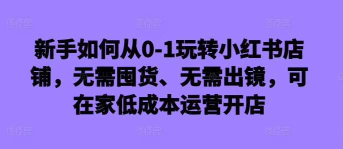 新手如何从0-1玩转小红书店铺，无需囤货、无需出镜，可在家低成本运营开店-千寻创业网