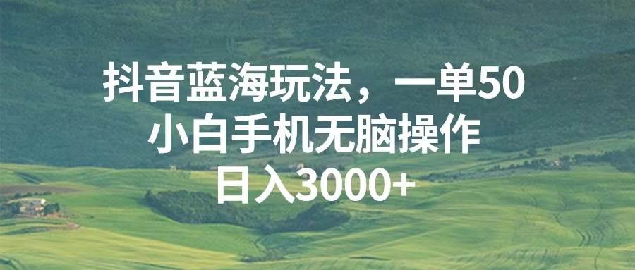 （13353期）抖音蓝海玩法，一单50，小白手机无脑操作，日入3000+-千寻创业网