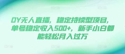 DY无人直播，稳定持续型项目，单号稳定收入500+，新手小白都能轻松月入过万【揭秘】-千寻创业网