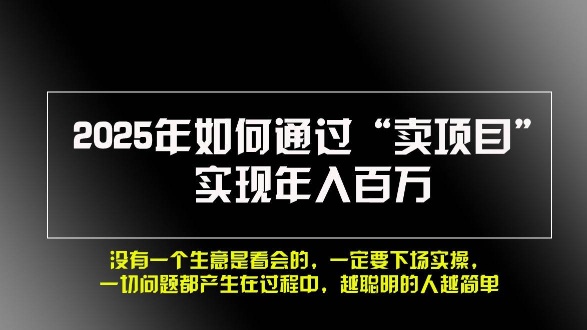 2025年如何通过“卖项目”实现年入百万-千寻创业网