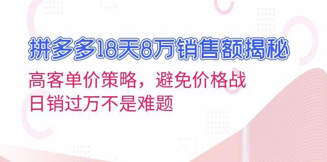 （13383期）拼多多18天8万销售额揭秘：高客单价策略，避免价格战，日销过万不是难题-千寻创业网