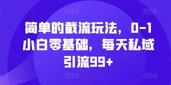 简单的截流玩法，0-1小白零基础，每天私域引流99+【揭秘】-千寻创业网