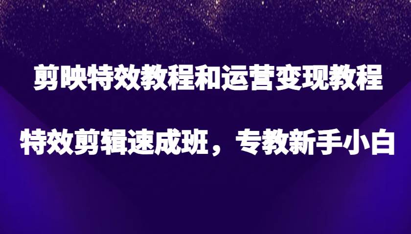 剪映特效教程和运营变现教程，特效剪辑速成班，专教新手小白-千寻创业网