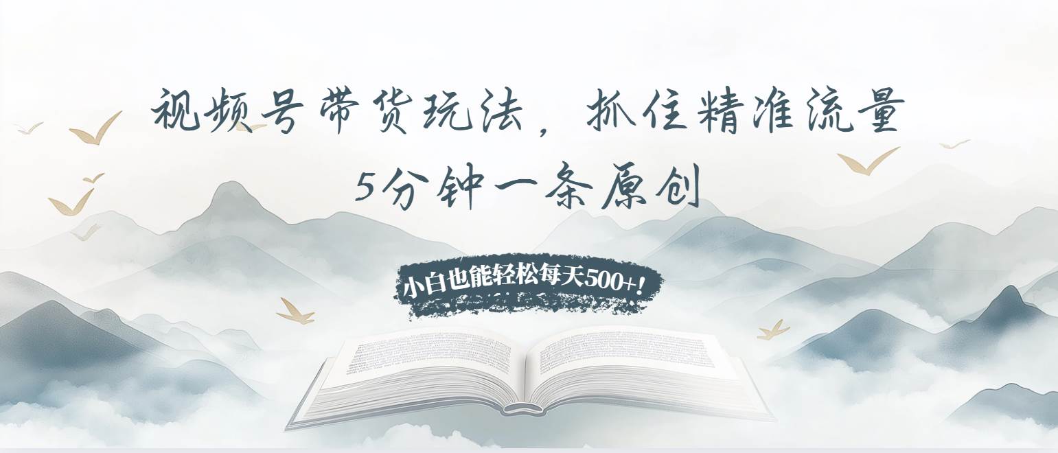 （13492期）视频号带货玩法，抓住精准流量，5分钟一条原创，小白也能轻松每天500+！-千寻创业网