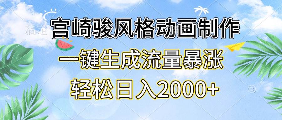 （13386期）宫崎骏风格动画制作，一键生成流量暴涨，轻松日入2000+-千寻创业网