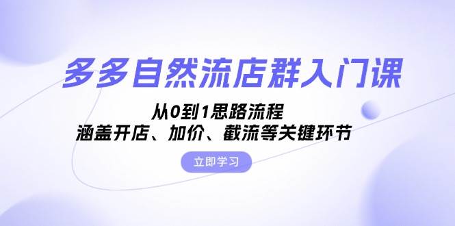 （13279期）多多自然流店群入门课，从0到1思路流程，涵盖开店、加价、截流等关键环节-千寻创业网