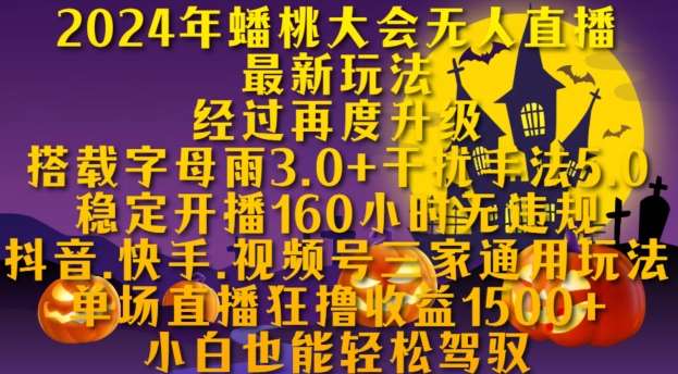 2024年蟠桃大会无人直播最新玩法，稳定开播160小时无违规，抖音、快手、视频号三家通用玩法【揭秘】-千寻创业网