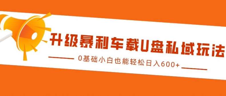 升级暴利车载U盘私域玩法，0基础小白也能轻松日入多张【揭秘】-千寻创业网