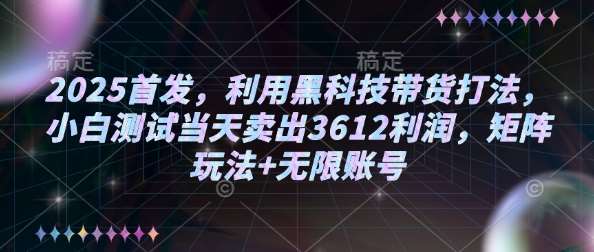 2025首发，利用黑科技带货打法，小白测试当天卖出3612利润，矩阵玩法+无限账号【揭秘】-千寻创业网