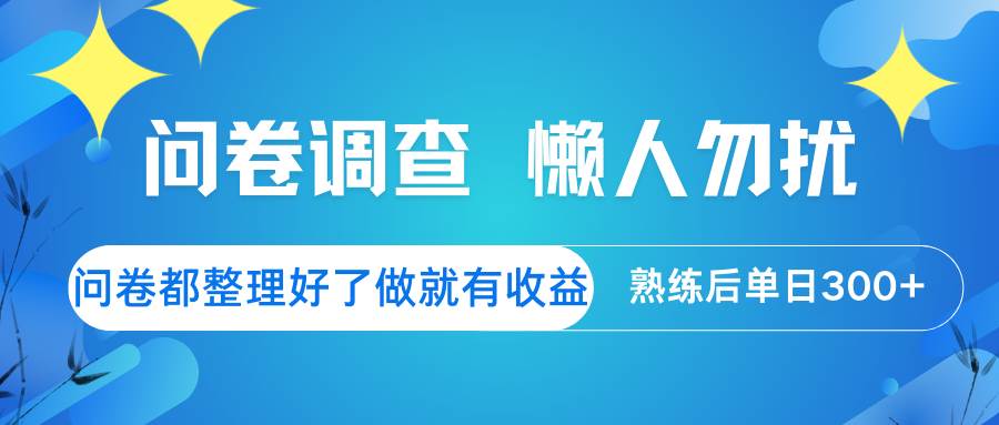 问卷调查  懒人勿扰 问卷都整理好了，做就有收益，熟练后日入300+-千寻创业网